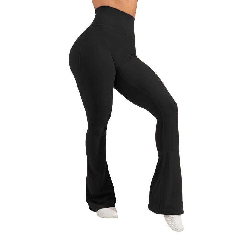 Goranbon Womens High Waist Flare Yoga Pants with Pockets Butt Lifting Workout Athletic Bootleg Leggings
