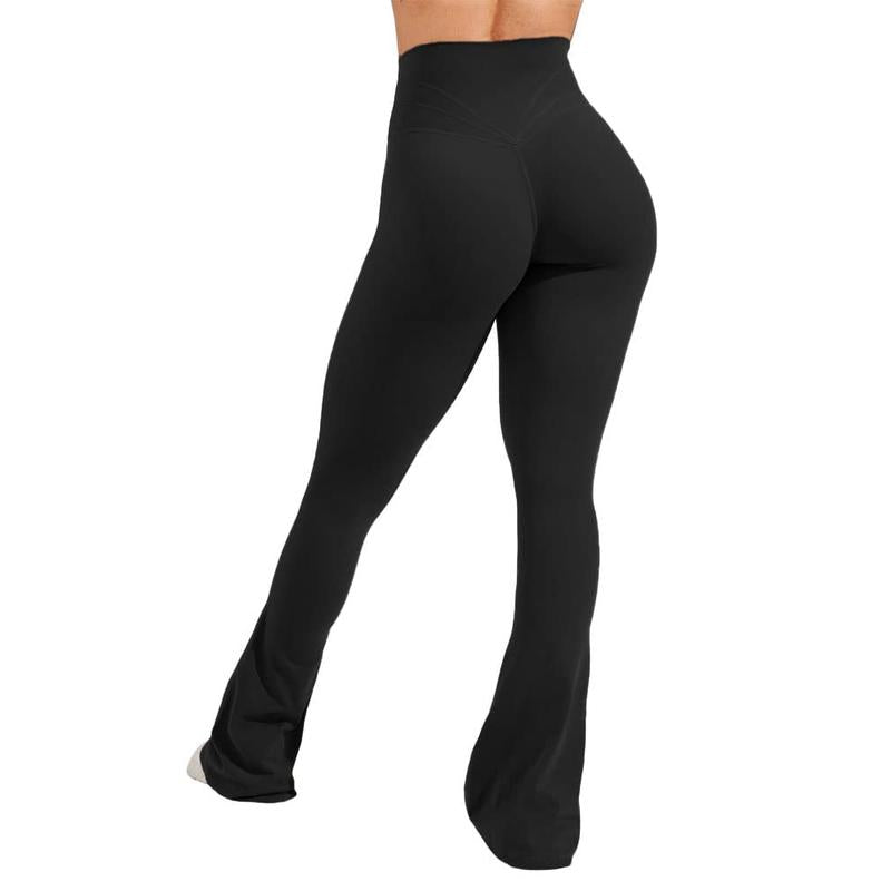 Goranbon Womens High Waist Flare Yoga Pants with Pockets Butt Lifting Workout Athletic Bootleg Leggings