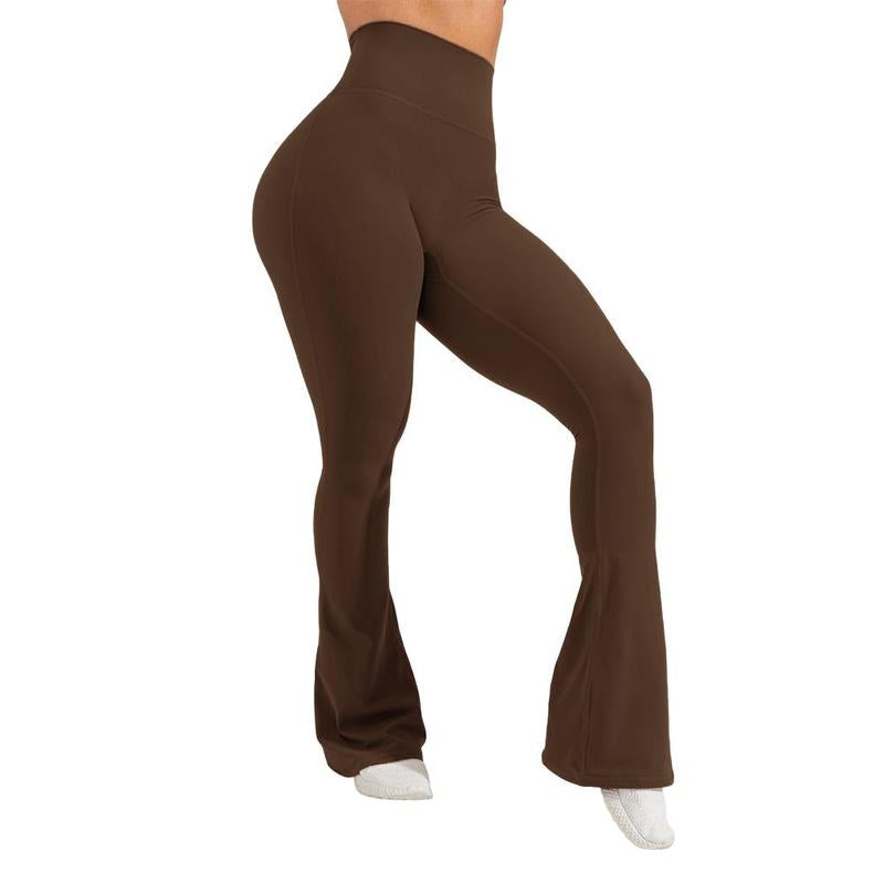 Goranbon Womens High Waist Flare Yoga Pants with Pockets Butt Lifting Workout Athletic Bootleg Leggings